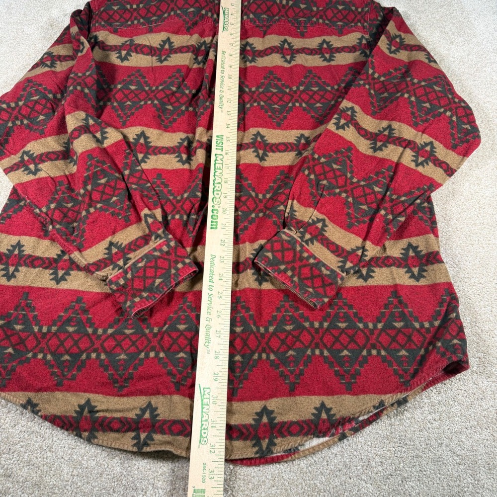 Woolrich Flannel Shirt Mens XL Red Tan Southwestern Tribal Geometric Cotton - Picture 8 of 9